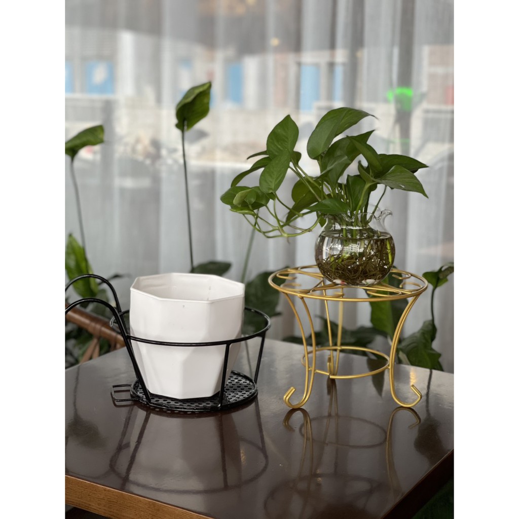 Giỏ treo sắt tròn ban công có đế lót + sơn tĩnh điện bộ 2 cái