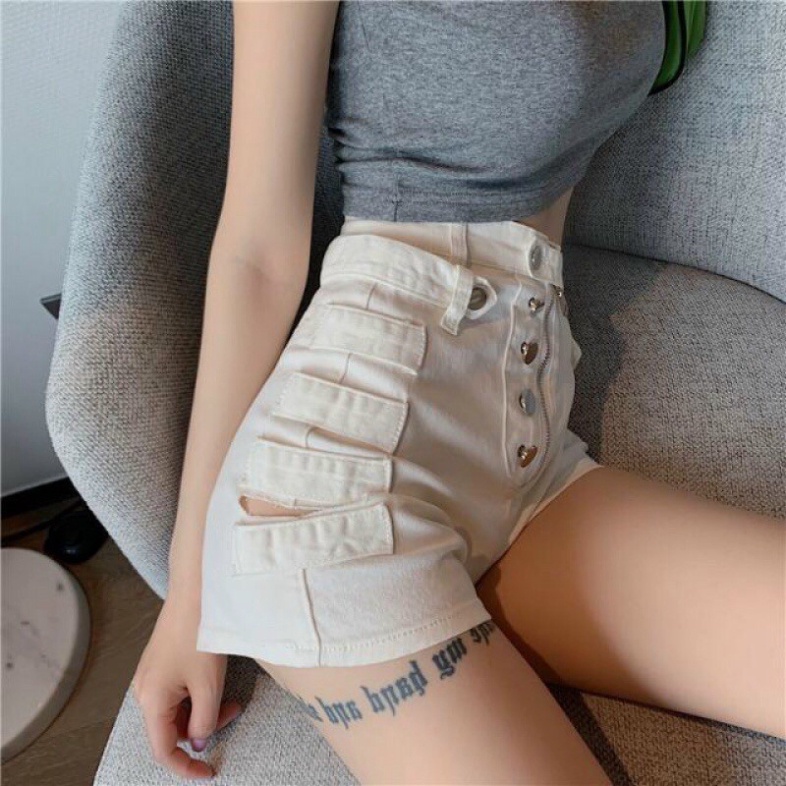 Quần shorts kaki lưng cao nút kiểu siêu hot - B5U