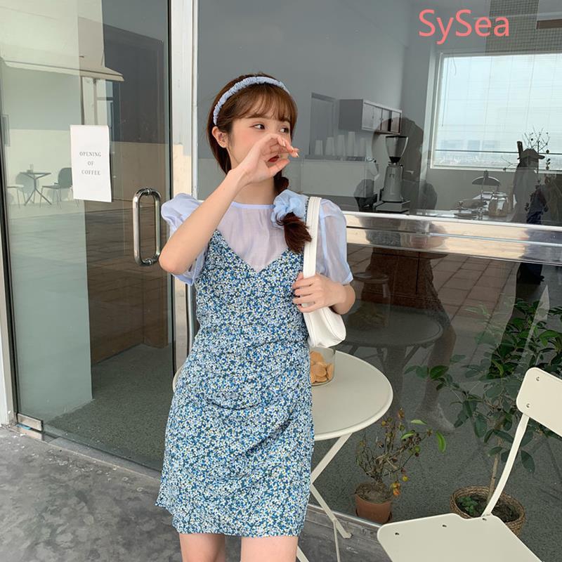 Set đồ hai mảnh áo chiffon + đầm hoa hai dây | BigBuy360 - bigbuy360.vn
