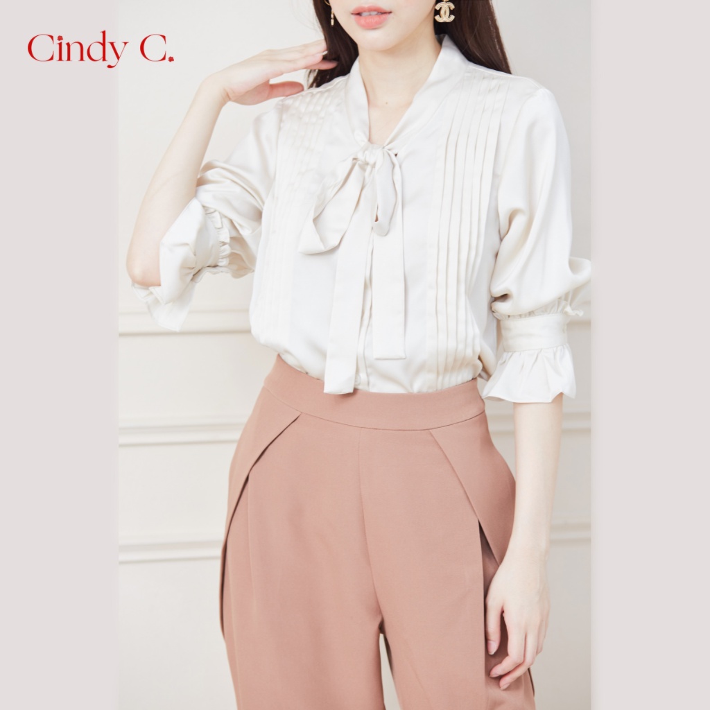 Áo ngắn tay Fergus CINDY C chất liệu Silk thiết kế thanh lịch nữ tính 627