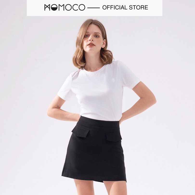 Chân Váy Chữ A MOMOCO Nắp Túi Chất Tuýt Si Không Nhăn Mềm Mại M2842