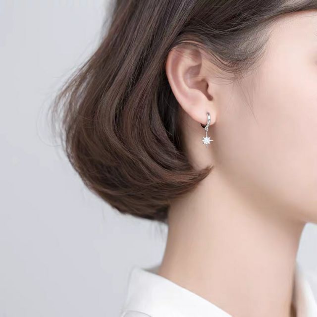 Khuyên Tai Bạc Ý ,Khuyên Tai Nấm Trắng Khóa Nữ G2138 -AROCH Jewelry