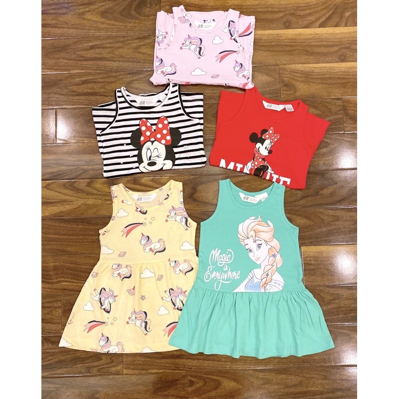 Váy HM cotton hoạ tiết Mickey, Pony, Elsa cho bé gái cực xinh