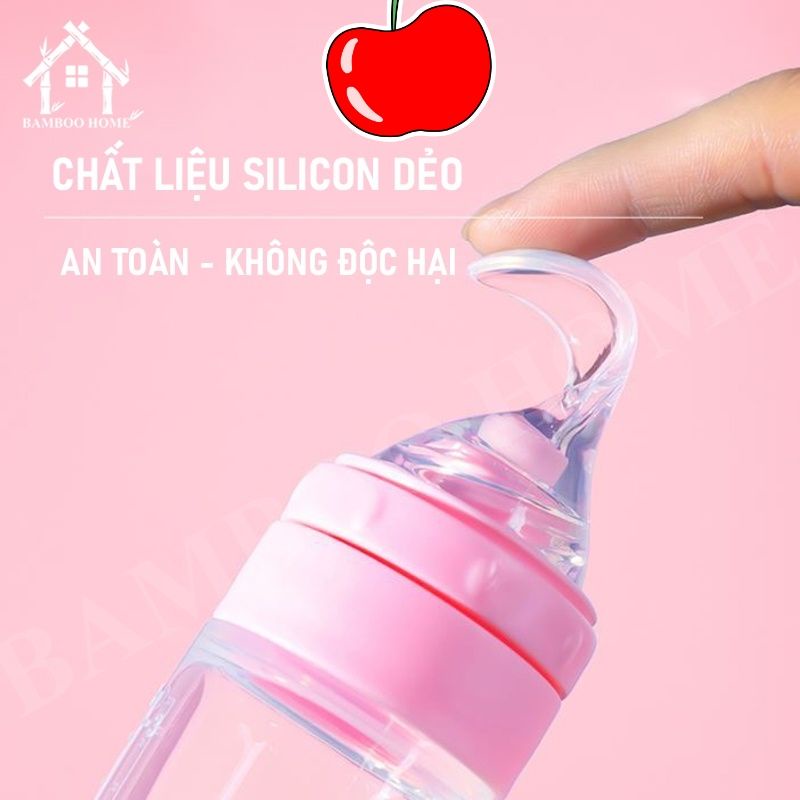 Bình thìa ăn dặm silicon tặng kèm núm nhai chống hóc siêu mềm Sami Nhật Bản
