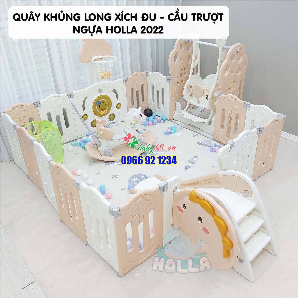 Quây Khủng Long full Holla 2022 Xích đu + Cầu trượt + ngựa + bảng vẽ