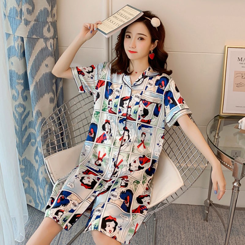 Bộ Đồ Ngủ Lụa Tay Ngắn Kiểu Dáng Quyến Rũ Cho Nữ | BigBuy360 - bigbuy360.vn