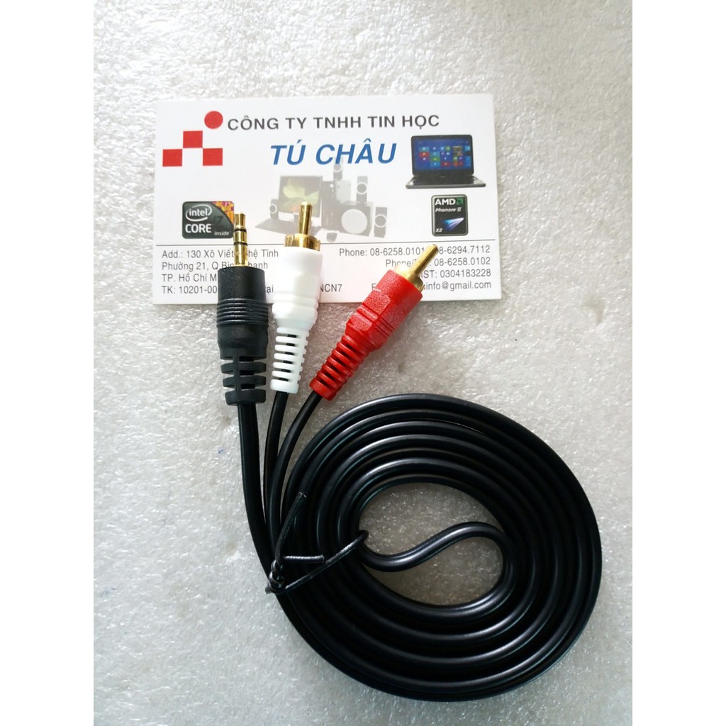 Cáp âm thanh AV 1 đầu 3.5mm ra 2 đầu hoa sen, dài 1.5M