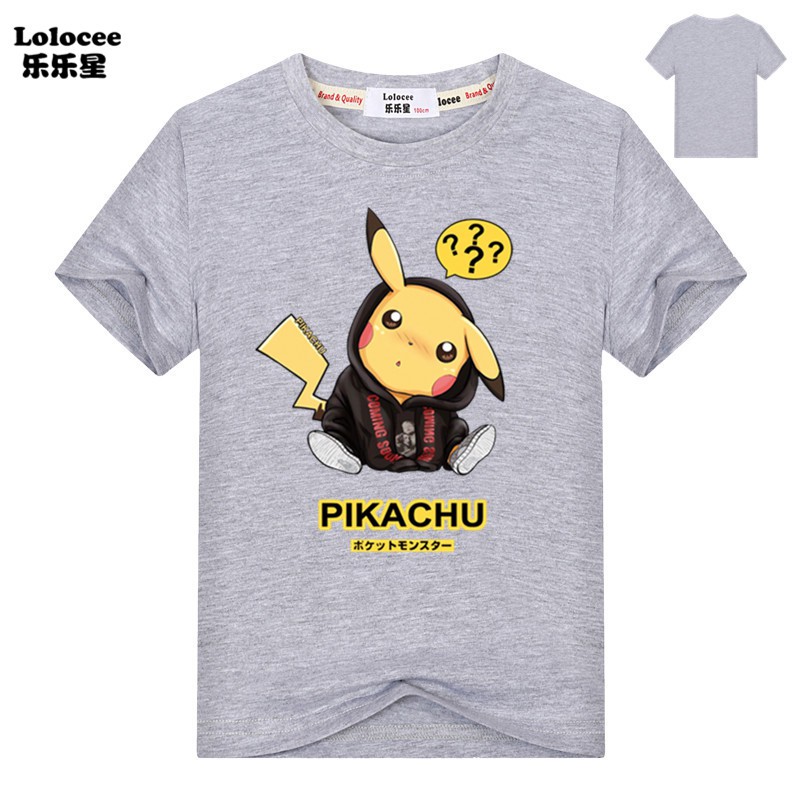 NEW Áo Thun Tay Ngắn In Hình Pokemon Thời Trang Mùa Hè 2019 Cho Bé Trai