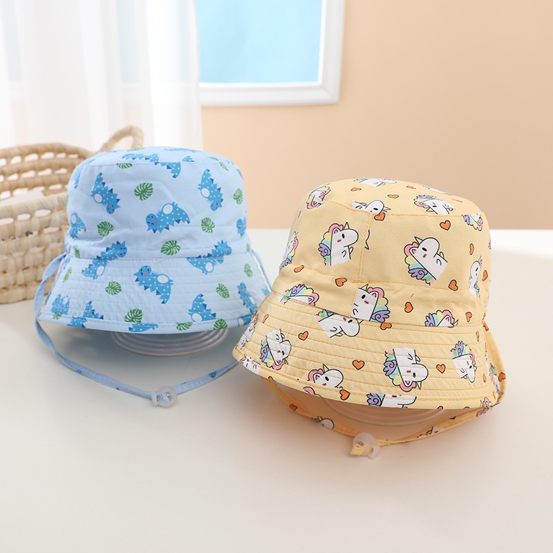 Mũ bucket hai mặt chống nắng có quai đeo cho bé trai và bé gái từ 2 đến 4 tuổi