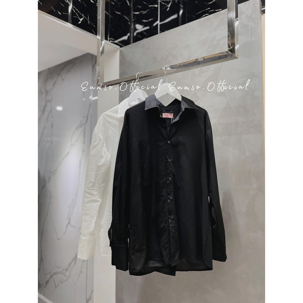 Áo sơ mi trắng đen freesize MINA