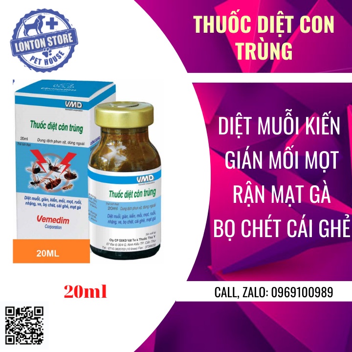 VEMEDIM Diệt Côn Trùng 20ml Muỗi, Gián, Kiến, Mối, Mọt, Ruồi Vemedim - Lonton Store