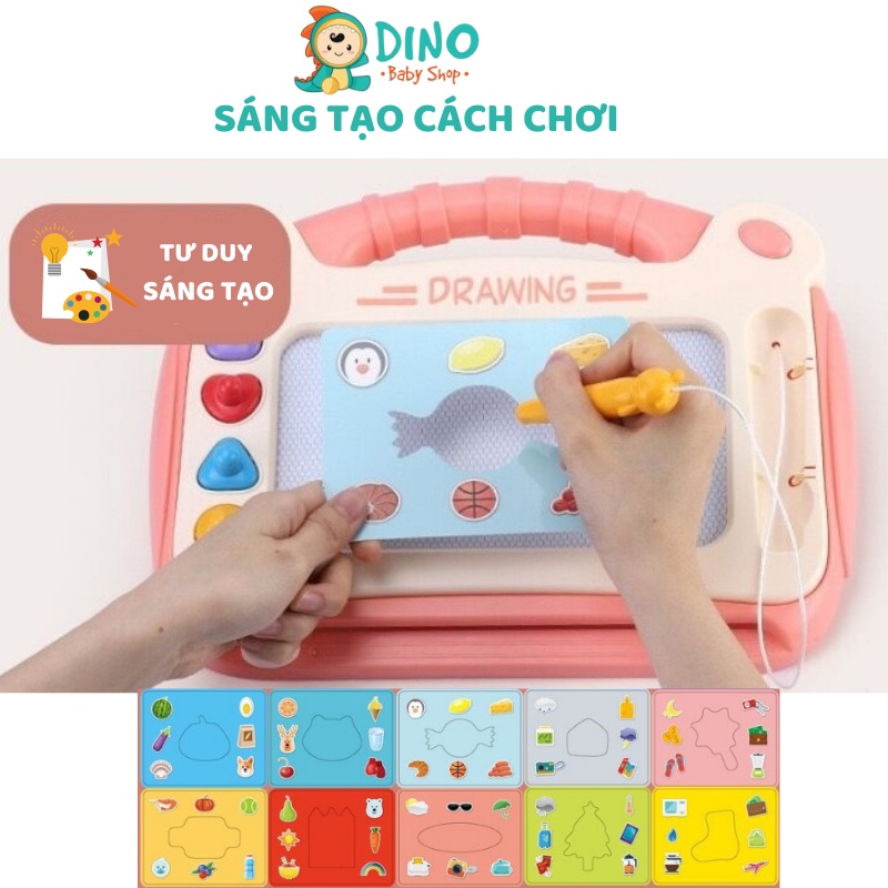 Bảng vẽ tự xoá thông minh có chân bàn, đồ chơi bảng tự xóa phát triển tư duy Dino