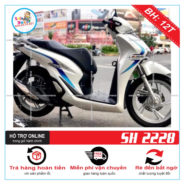 TEM XE SH 2020 CHỈ TRẮNG XANH AMG -- SHIN DECAL 2