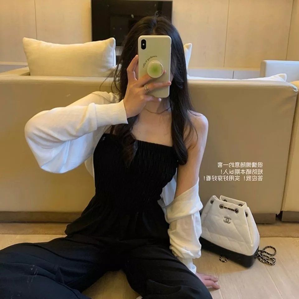 Áo Khoác Cardigan Dệt Kim Mỏng Tay Dài Chống Nắng Thời Trang Mùa Hè Phong Cách Hàn Quốc Mới Cho Nữ