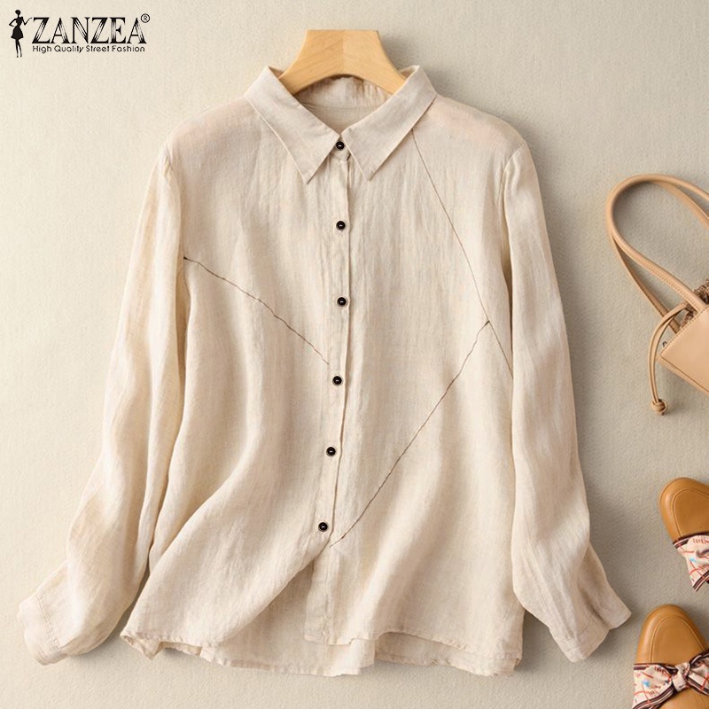 Áo sơ mi Zanzea tay dài cổ bẻ nút cài thời trang nữ tính thanh lịch