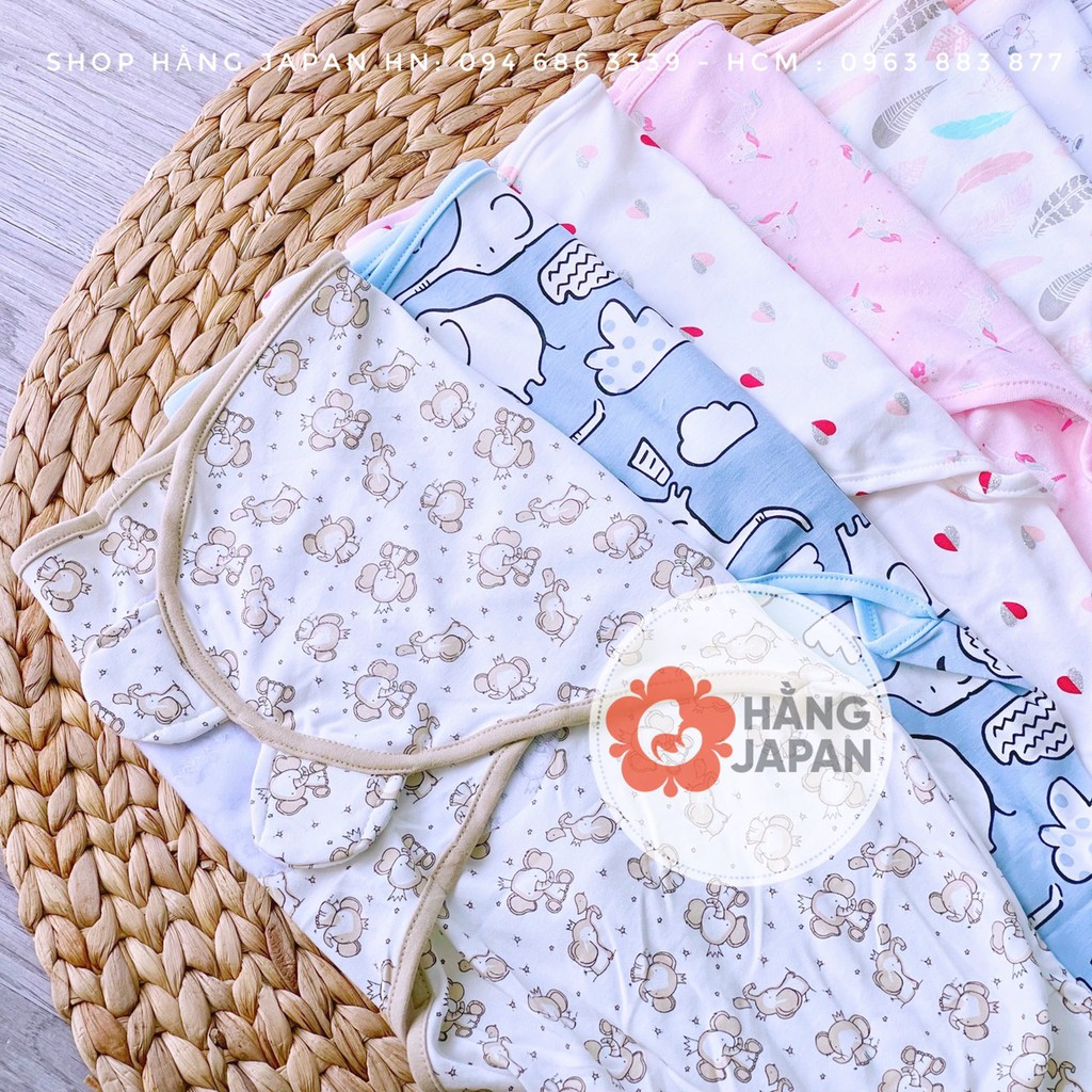 Ủ kén cotton cực mềm chống giật mình cho bé có miếng dán cố định cho bé sơ sinh màu ngẫu nhiên