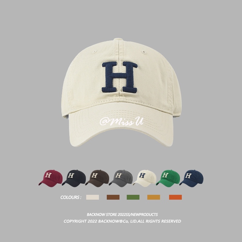 Mũ lưỡi trai thêu chữ H thời trang năng động