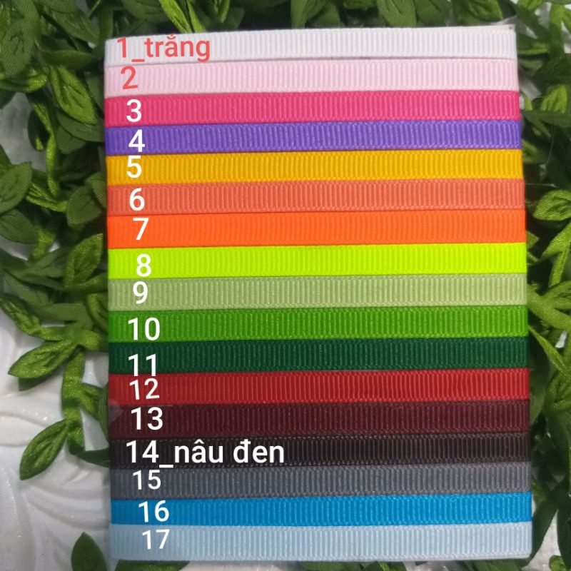 Ruy băng gân , có 21 màu ,nguyên liệu handmade , size 5MM (dây 10 mét /11k)