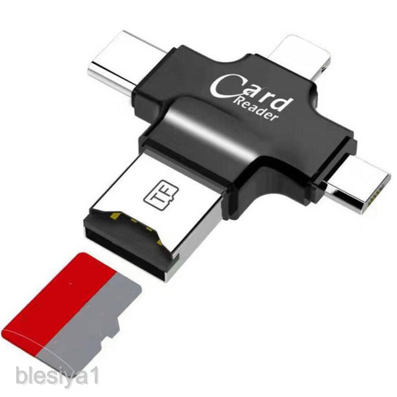 4 in 1 OTG Micro USB Type-C Memory TF Card Reader for iPhone Android Phones