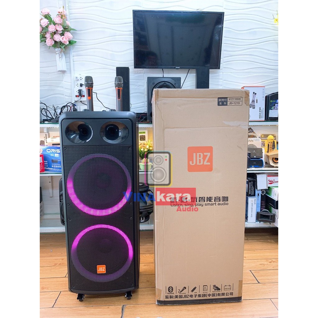 Loa kéo di động JBZ JB+1219. Bass đôi 3 tấc với đèn led siêu đẹp. Âm thanh cực hay. Hát karaoke cực đỉnh