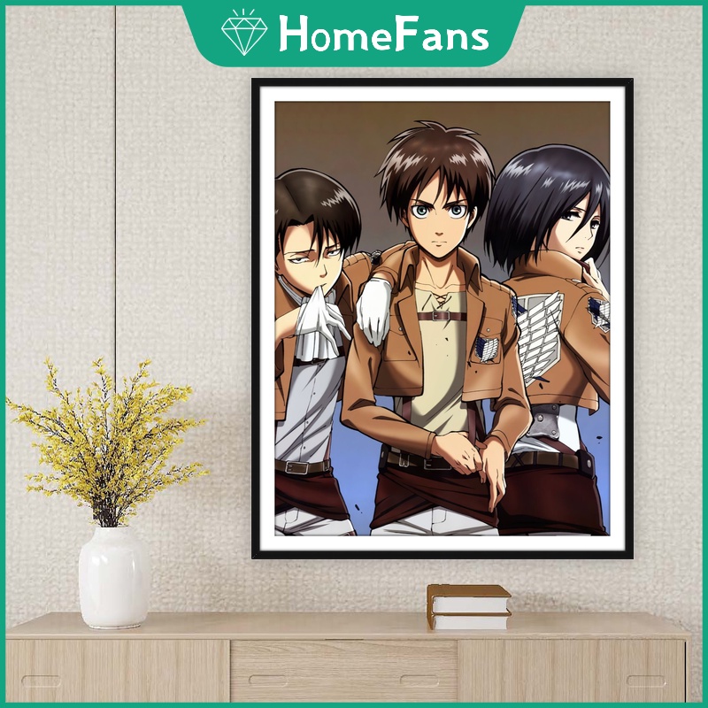 Bộ Tranh Đính Đá 5D Họa Tiết Hoạt Hình Attack on Titan Kích Thước 40x50cm DIY Dùng Trang Trí Nhà Cửa