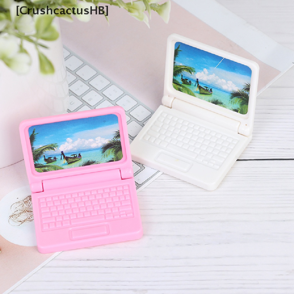 [CrushcactusHB] 2Pcs/Set Simulation Mini Laptop Computer 1:12 Dollhouse Miniature Fashion Crafts Hot Sell