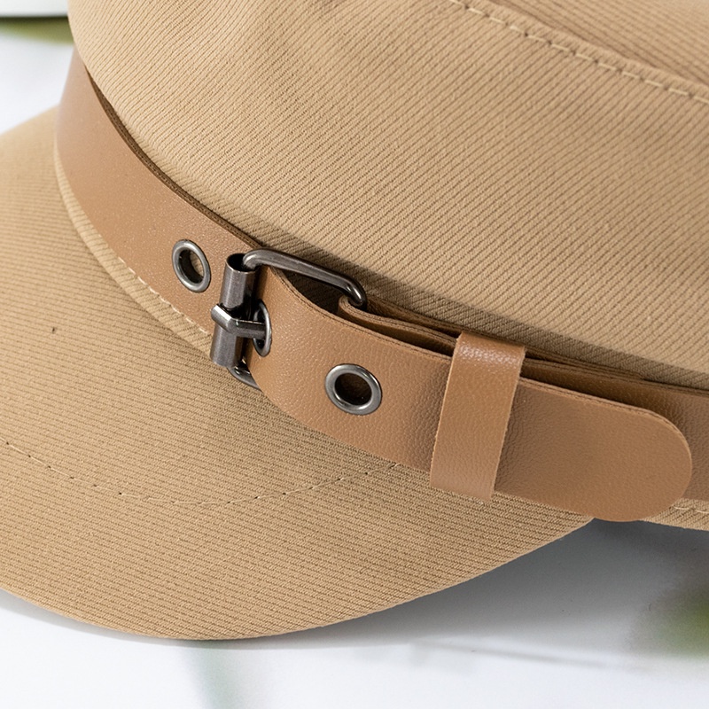 Soft Cotton Beret Hat, Solid Color, Japanese Waist Belt, Fall Winter Fashion For Men And Women