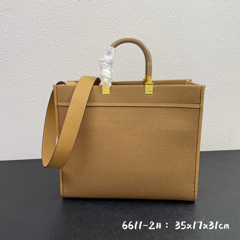 Túi xách thời trang size lớn da thật thương hiệu Fendi FD Tote cao cấp kèm dây đeo tháo rời