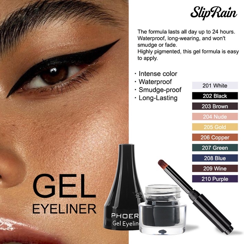 Bút Kẻ Mắt Dạng Gel Lì Tự Nhiên 10 Màu Tùy Chọn Nhanh Khô/ Không Thấm Nước Và Lâu Trôi