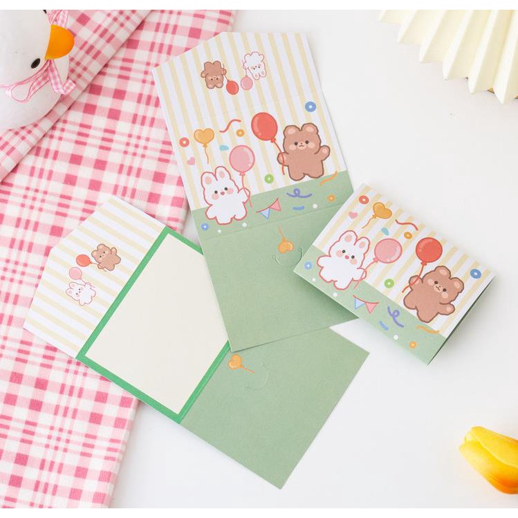 Thẻ Giấy Ghi Chú In Họa Tiết Hoạt Hình Dễ Thương Có Thể Gấp Gọn Tiện Dụng