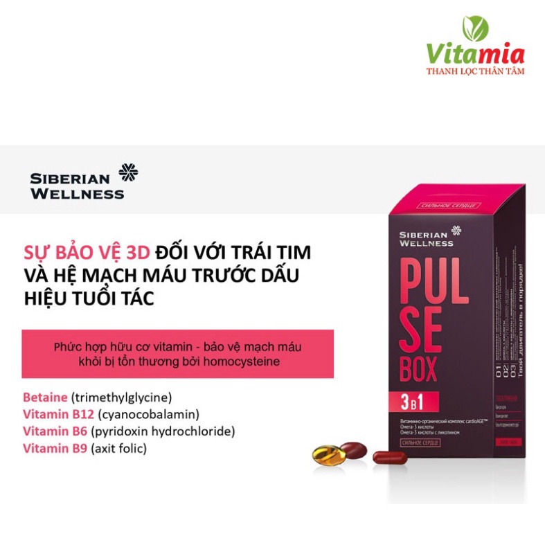 Pulse Box - Siberian Wellness - Giảm nguy cơ bệnh tim mạch do xơ vữa động mạch - Chống đột quy, chống đông máu, vón cục