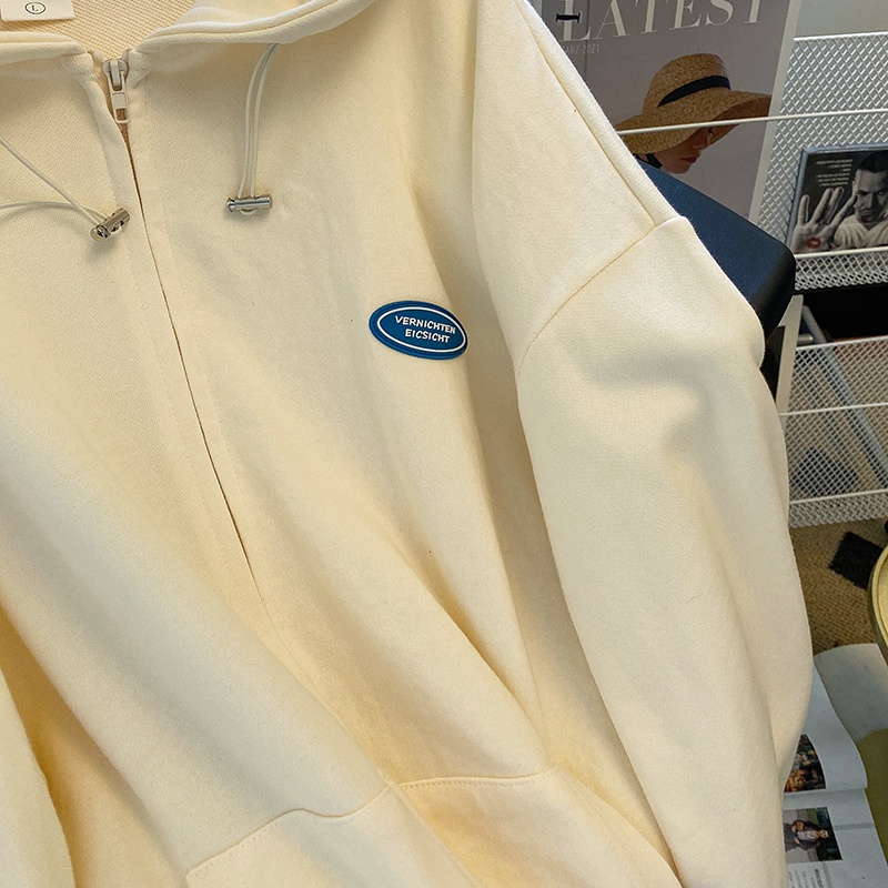 Áo Khoác Hoodie Tay Dài In Họa Tiết Phong Cách Preppy Mỹ