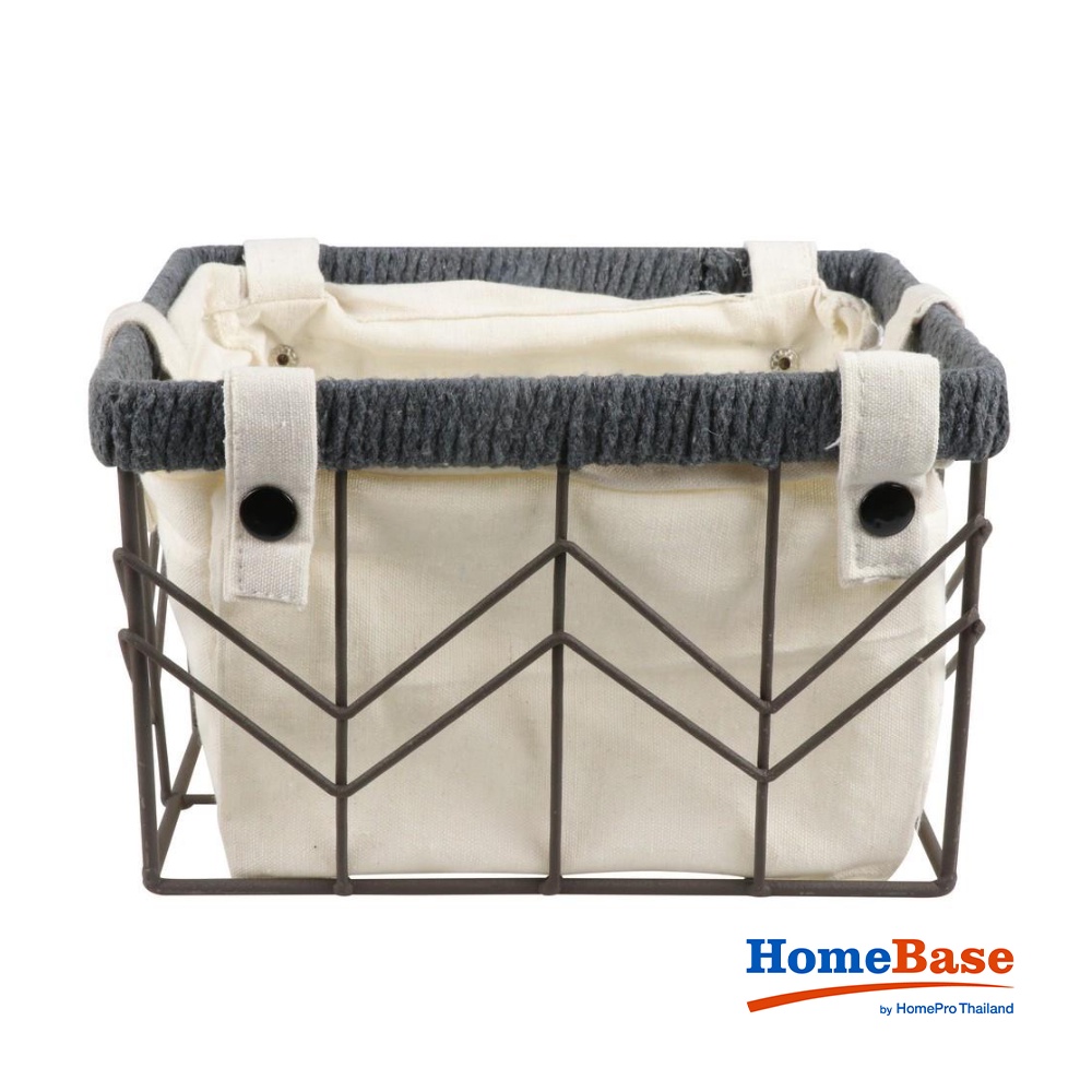 HomeBase PLIM Giỏ vuông thấp ZIGZAG S W24xD20xH15cm màu xám