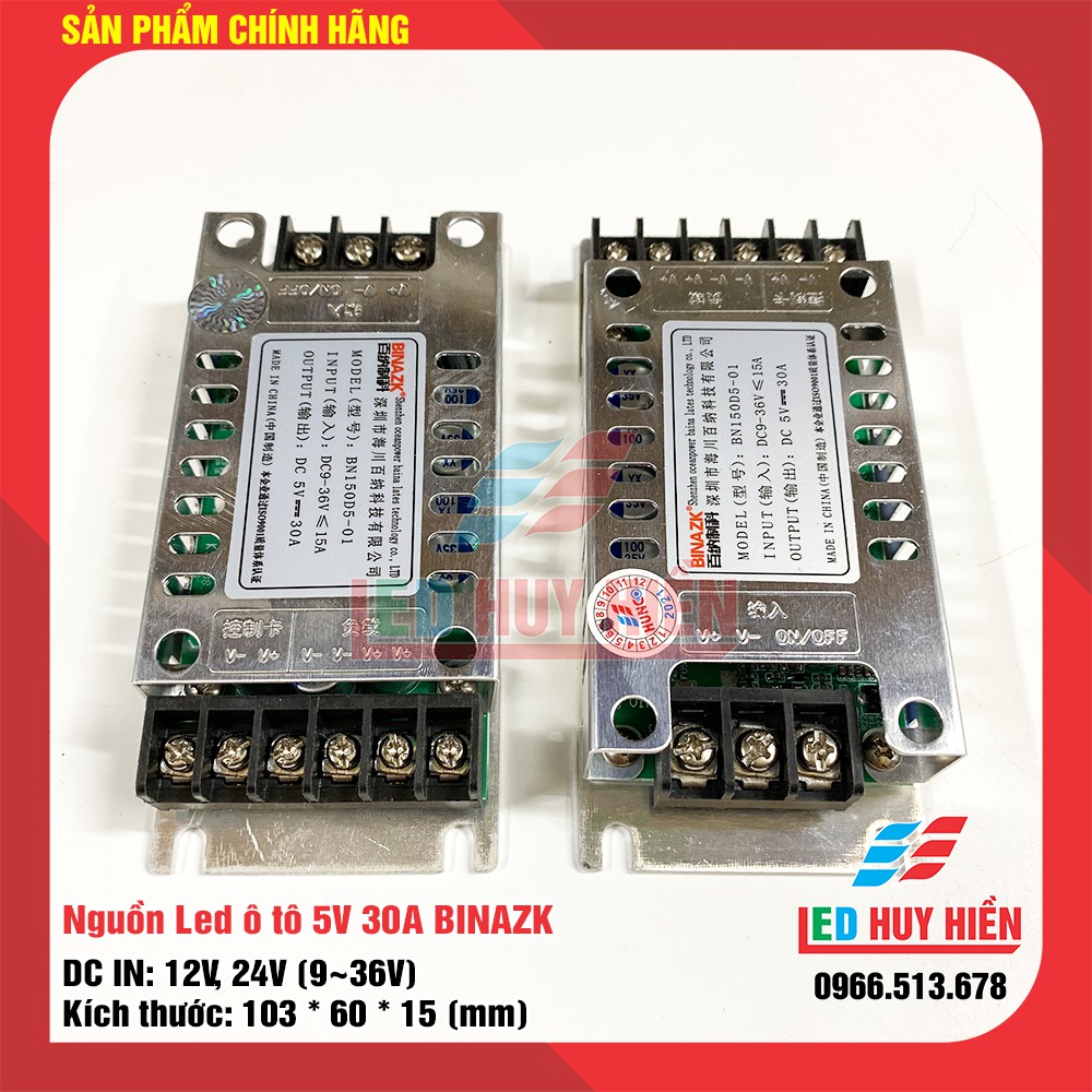 nguồn hạ áp 5v 30A (150W) BINAZK chuyên ô tô (Nguồn ô tô 5V30A BINAZK dùng cho module led, Led)