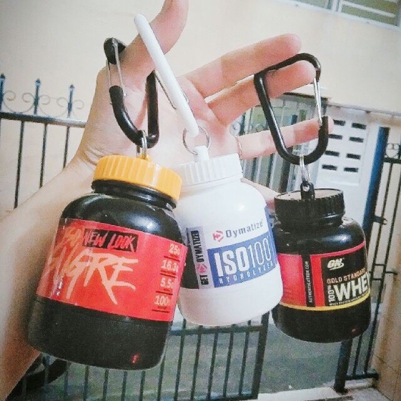 Móc khoá đựng bột BCAA, Pre workout, Whey,...