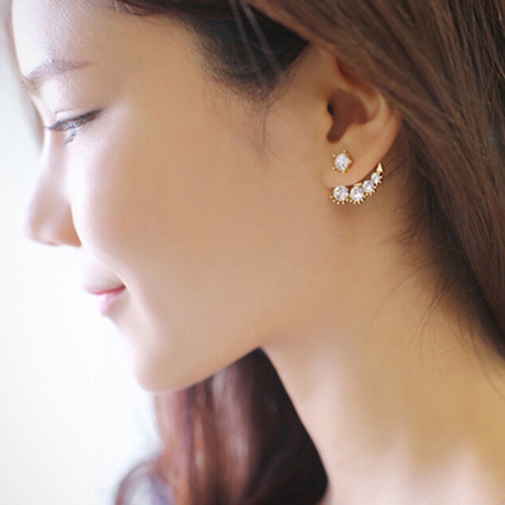 Cặp khuyên vành tai đính đá quý nhân tạo xinh xắn sang trọng dành cho nữ