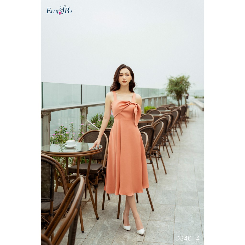 Đầm xòe hai dây, luồn nơ Emspo DS4014