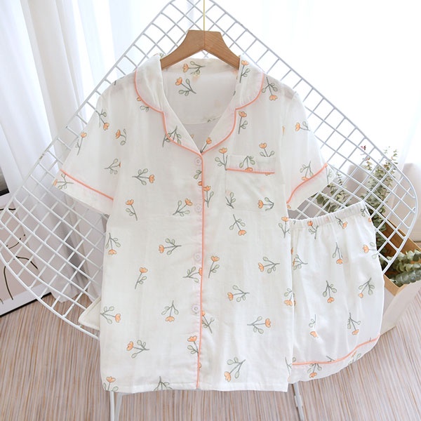 Bộ Đồ Ngủ Nữ Cotton Mát Mẻ Hạc Xanh ♥️ Đồ ngủ vải xô  IVY330