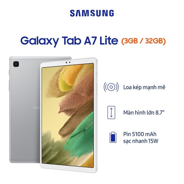 Máy tính bảng Samsung Tab A7 Lite Mới Nguyên Tem Seal Đầy Đủ Phụ Kiện.Hàng Chính Hãng
