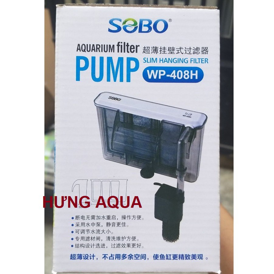 Lọc thác bể cá - máy lọc thác treo dạng mỏng - lọc treo bể cá mỏng đẹp SOBO WP 308H 408H 508H  (hàng chính hãng)