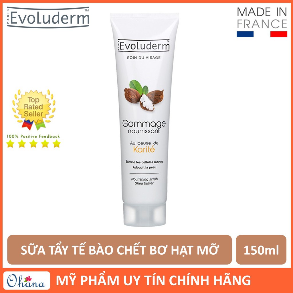 Sữa Tẩy Tế Bào Chết Evoluderm Da Mặt Tinh Chất Bơ Hạt Mỡ Karite 150ml