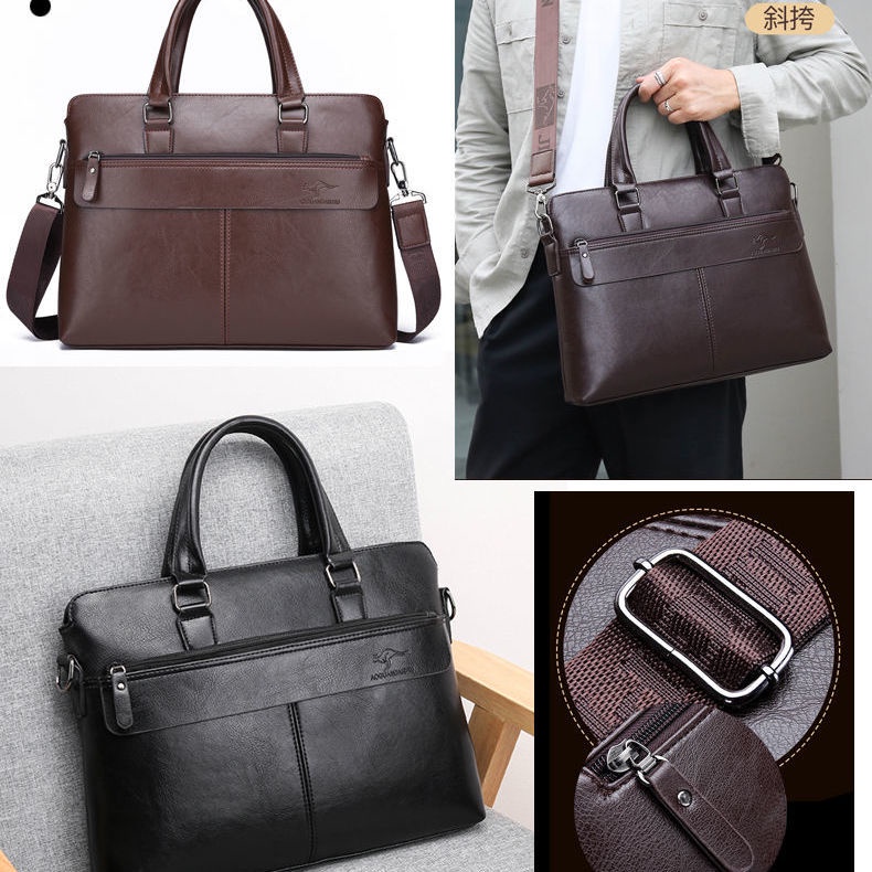 Túi da đeo vai đựng máy tính đa năng dày dặn cho nam NSGSB3