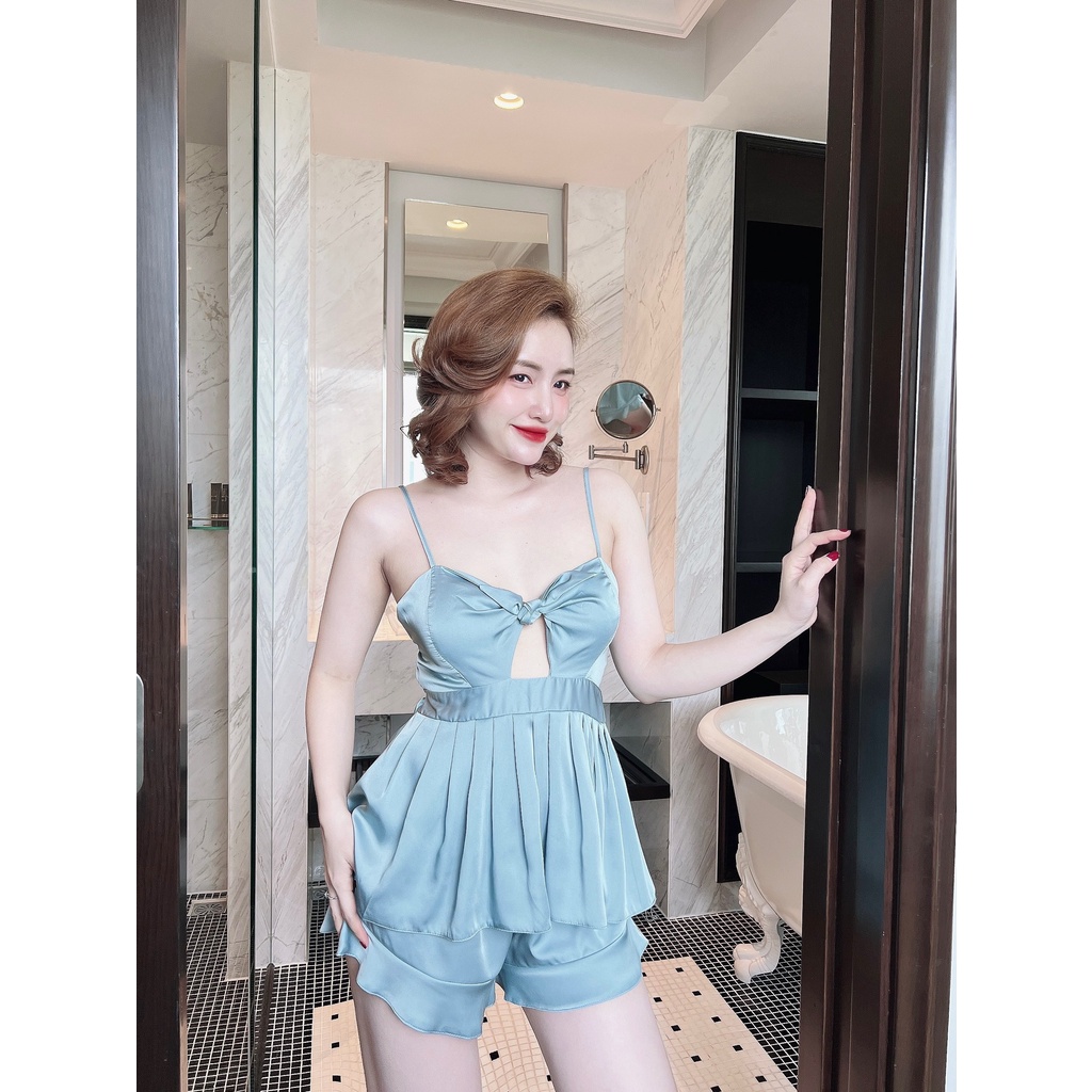 Đồ ngủ nữ sexy bộ lụa mặc nhà 2 dây