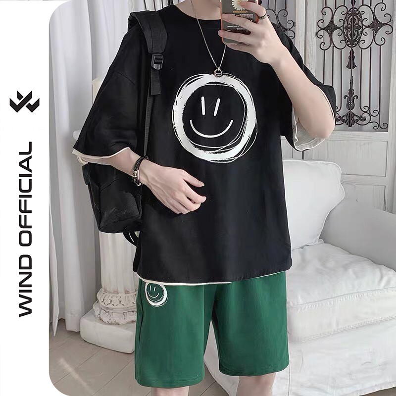 Áo thun tay lỡ unisex form rộng Mặt Tròn nam nữ phong cách ulzzang Wind