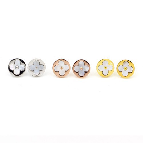 Bông Tai Tròn Cỏ 4 Lá Xà Cừ Titan Ko Đen TT 3227