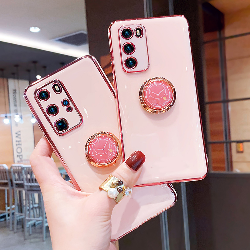 Case OPPO Reno 5 5Pro 4 4Pro 4G OPPO Reno ACE 2 Reno 2 2F 2Z 3 Reno 4SE Electroplated Stand Ring Holder Camera Protection Soft TPU Back Cover