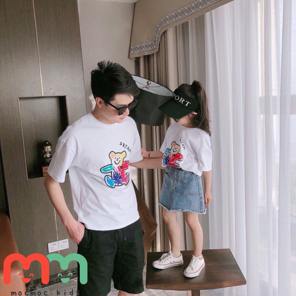 Quần áo trẻ em Mocmockids-Áo thun gia đình in hình gấu nhiều màu sắc, thun cotton cao cấp