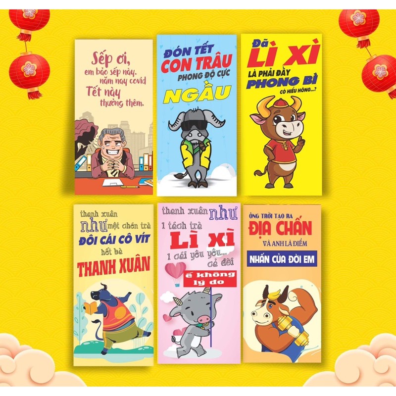 Sỉ 500- 1000 lixi mẫu mới 2021 giấy đẹp tặng túi nilon