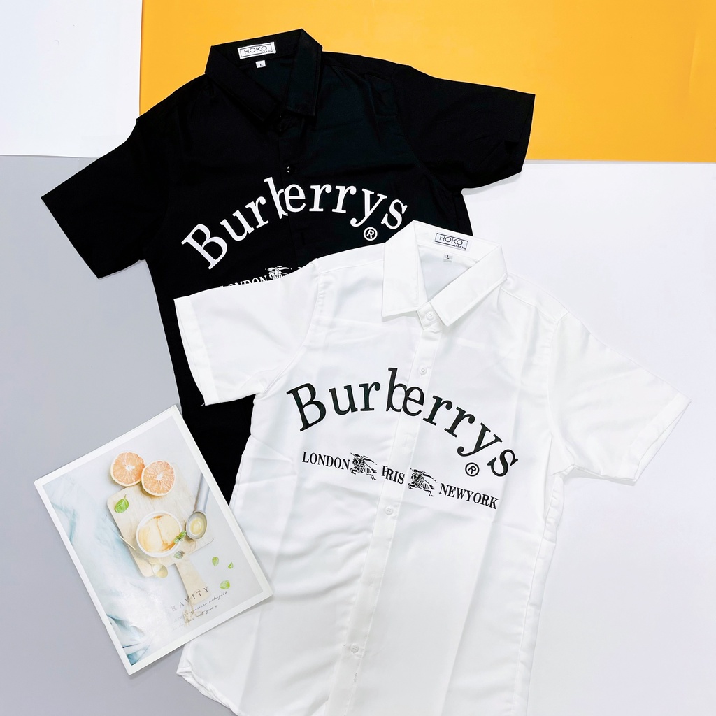 Áo Sơ Mi Nam Tay Ngắn In Chữ BR Cong HÌNH THẬT, CÓ VIDEO