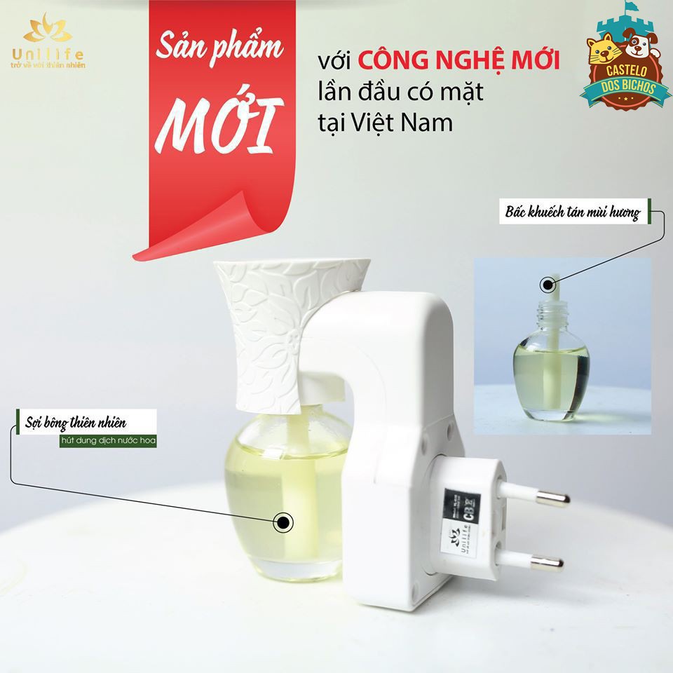 Máy khuếch tán tinh dầu Unilife [ TẶNG TINH DẦU HOA HỒNG 30ml ] Chính hãng BH 12 Tháng - Khử mùi hôi chó mèo